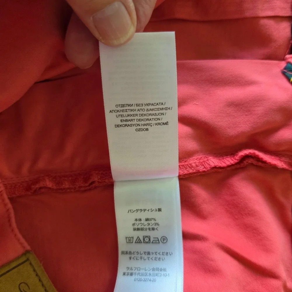 Polo Ralph Lauren Mens Varick Slim Straight Pants Red Salmon Pink 44B x 30